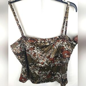 To The Max Brown Spagetti Strap Silky Shirt Sz L